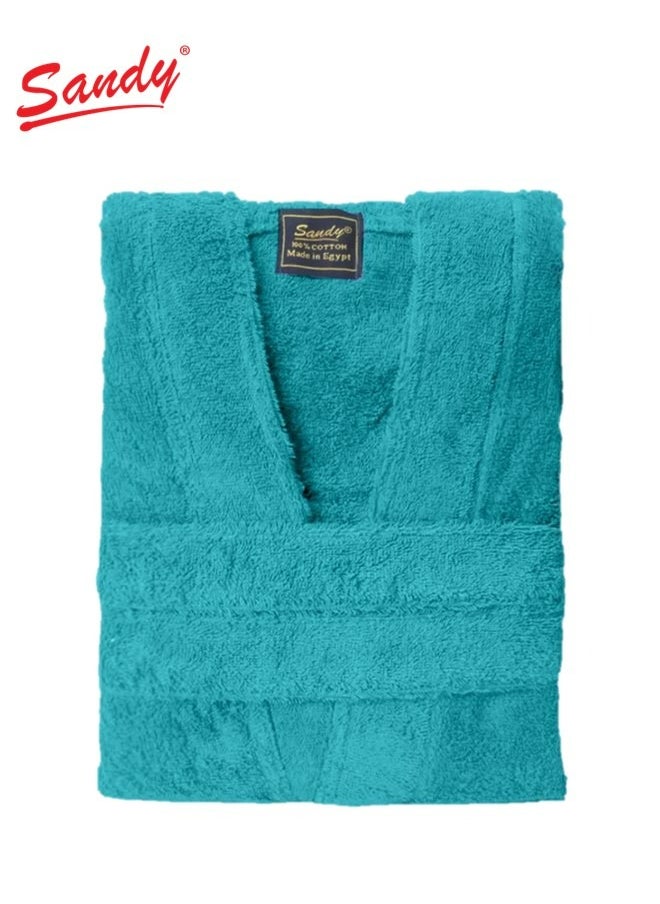 Sandy SANDY Luxury Cotton 100% Kimono Bathrobe, Unisex Plush Robe, Perfect for Spa and Shower, 2XL Size, Turquoise  - Image 2