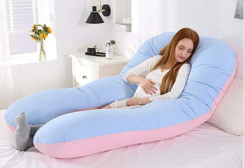 Magik Pregnancy Pillow2 SidedsU Shaped Maternity Body Pillow with Cooling Cover BluePink 55 Inches - Image 5