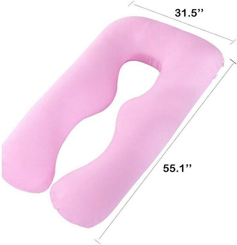Magik Pregnancy Pillow2 SidedsU Shaped Maternity Body Pillow with Cooling Cover BluePink 55 Inches - Image 2