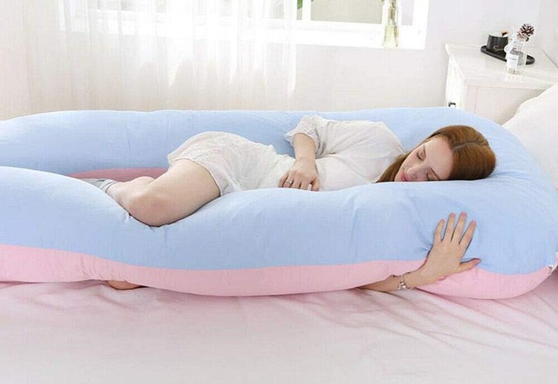 Magik Pregnancy Pillow2 SidedsU Shaped Maternity Body Pillow with Cooling Cover BluePink 55 Inches - Image 4