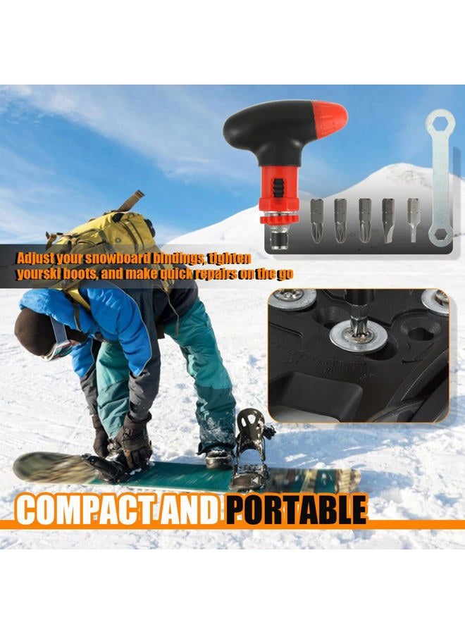 HUAREW Multi bit Ratchet Snowboard Screwdriver for Adjusting Bindings, snowboard tool, 6-in-1 Snowboard Multitool, Compact and Pocket Friendly - Image 5