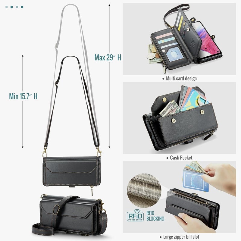 Odluzy Wallet Case Compatible with iPhone 16 Pro Max 6.9", RFID Blocking PU Leather Magnetic Flip Handbag Purse Case for iPhone 16 Pro Max -Black - Image 4