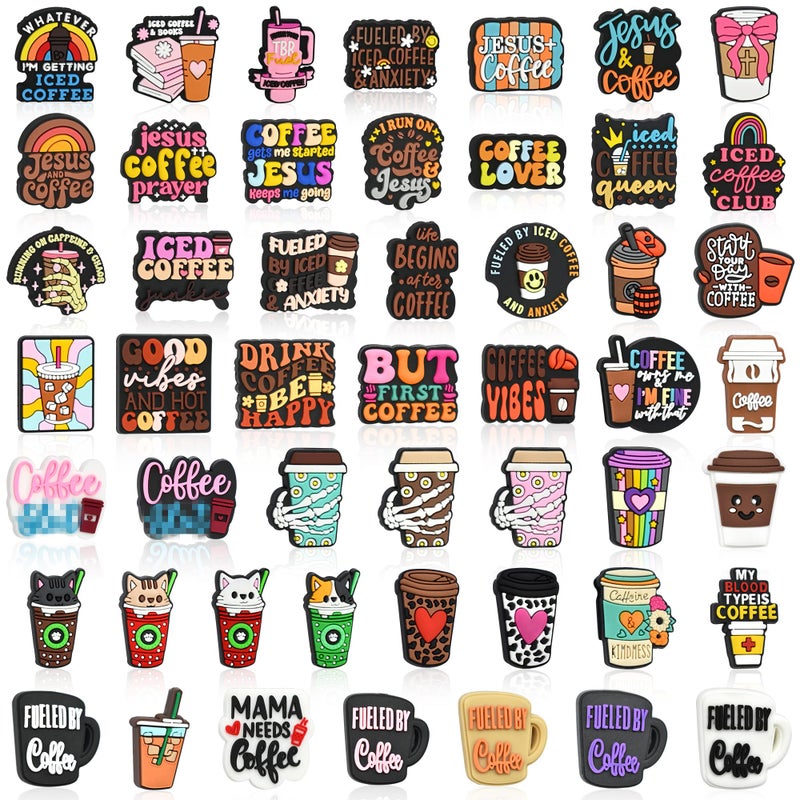Gibleitz Silicone Coffee Focal Beads Bulk 50PCS Different Coffee Focal Beads for Pens/Necklace/Keychains/Bracelets Women Teens Gifts - Image 2