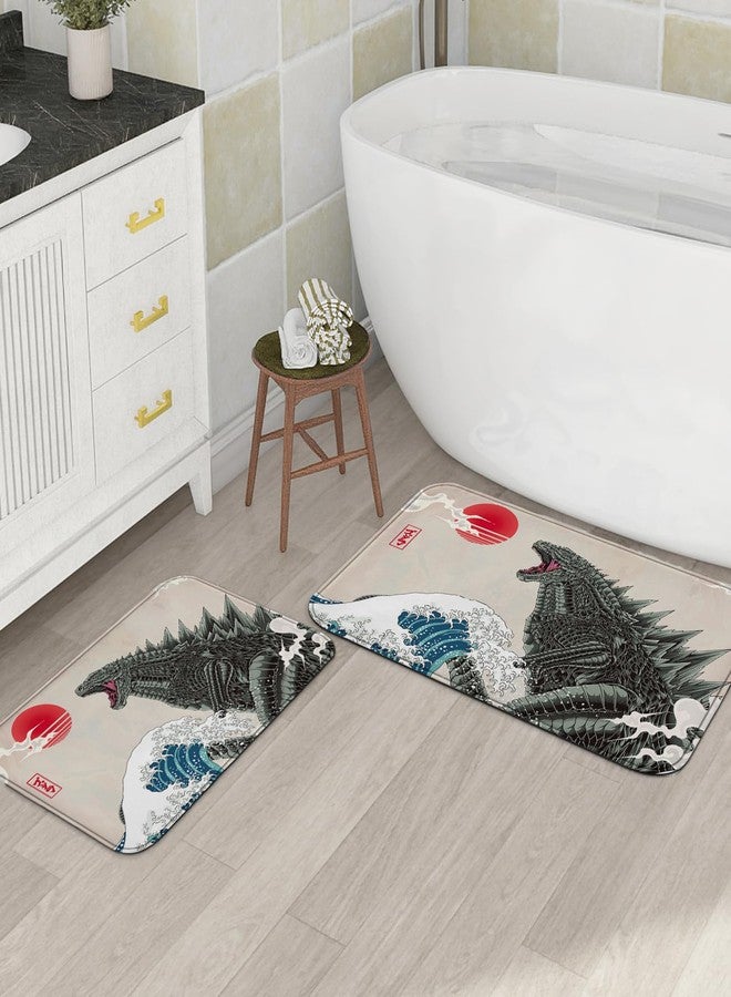 DESIHOM 3Pcs Funny Bathroom Sets with Shower Curtain and Rugs, 72'' Shower Curtain and Two Non-Slip Washable Bath Mats (15.7''x23.6''&19.7''x31.5''), Anime Monster Bathroom Decor - Image 2