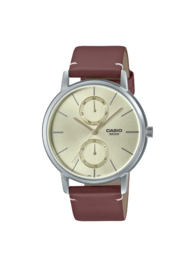 كاسيو Men's Analog Display Watch With Brown Leather Strap - MTP-B310L-9AVDF