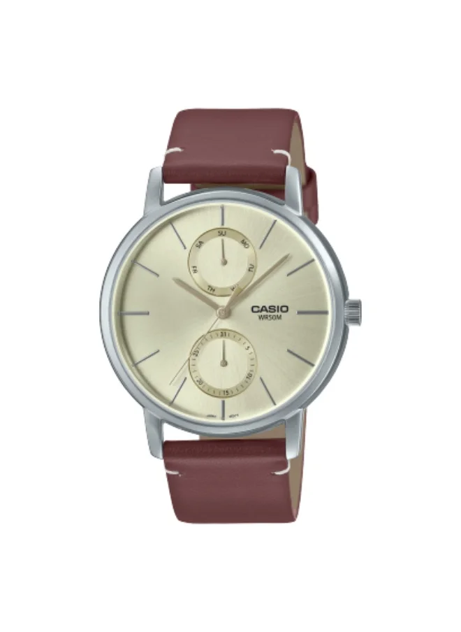 CASIO Men's Leather Analog Watch MTP-B310L-9AVDF - 41 mm