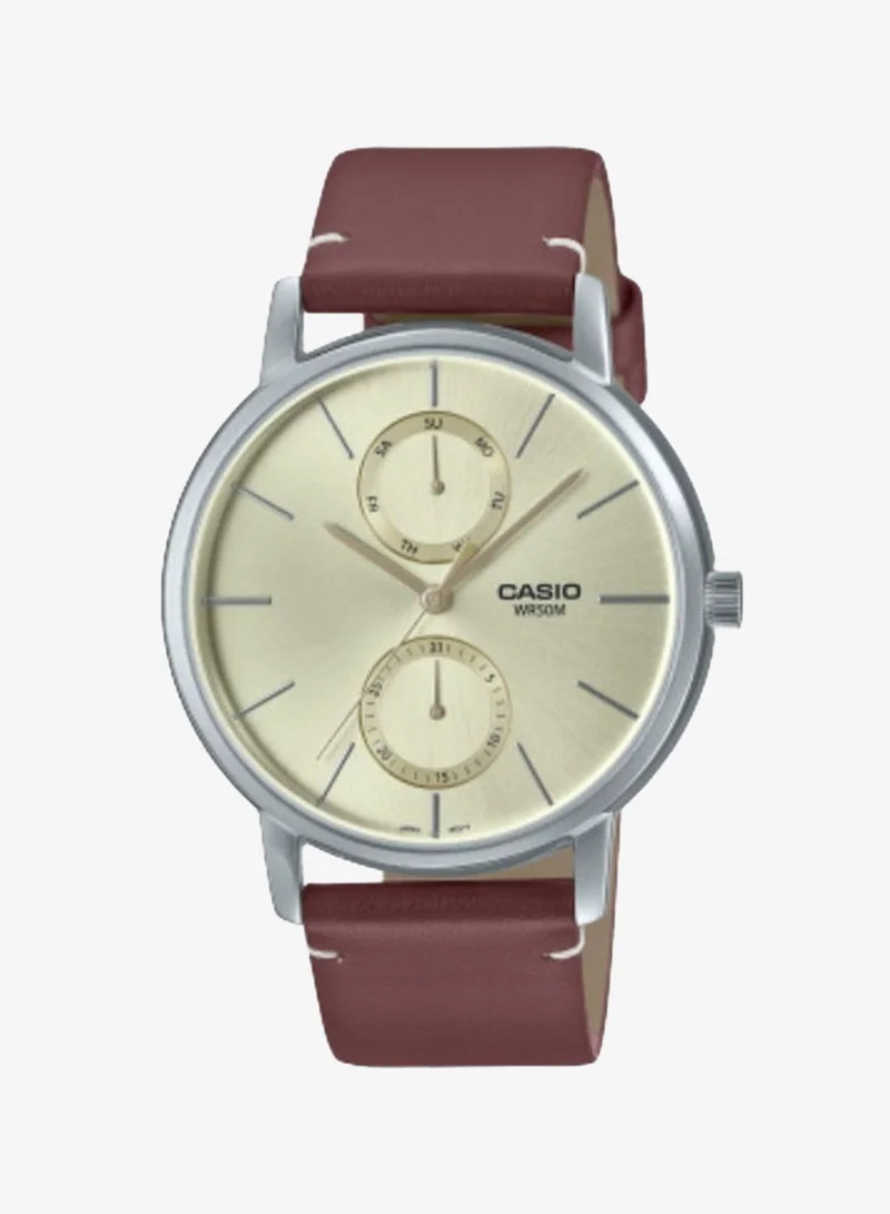CASIO Men's Leather Analog Watch MTP-B310L-9AVDF - 41 mm