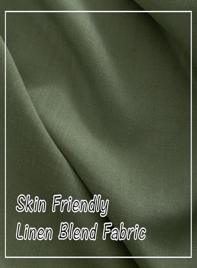 DONREN Olive Dark Green Linen Back Tab Curtains 84 Inches Long 2 Panels Set for Bedroom -Semi Sheer Modern Farmhouse Hooks Belt Pleated Curtain Panels Rod Pocket Light Filtering Privacy Drapes - Image 5