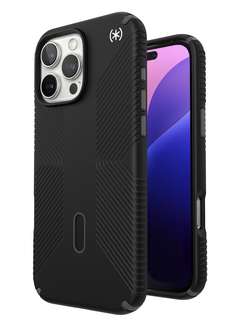 Speck Presidio 2 Grip iPhone 16 Pro Max Case - MagSafe and ClickLock - Slim Black/Slate Phone Case - Image 1