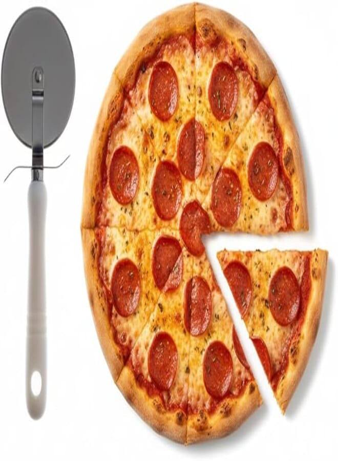 Pizza Cutter with Cutting Wheel, Sharp Stainless Steel Blade and Non-Slip Silicone Handle, Super Easy to Clean