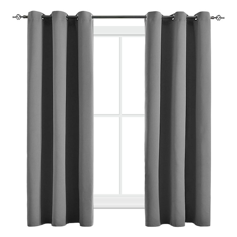 JSFLY Blackout Curtains for Bedroom Thermal Insulated Light Blocking Room Darkening Curtains Solid Grommet Window Drapes for Living Room, Set of 2 Curtain Panels 42 W x 63 L inch Long Dark Gray - Image 1