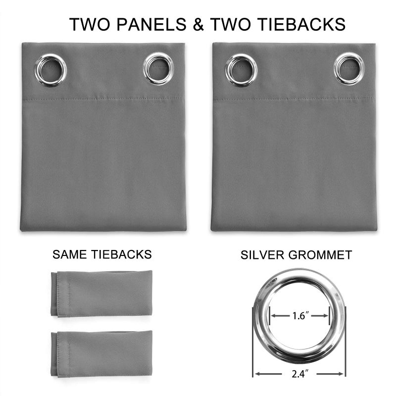 JSFLY Blackout Curtains for Bedroom Thermal Insulated Light Blocking Room Darkening Curtains Solid Grommet Window Drapes for Living Room, Set of 2 Curtain Panels 42 W x 63 L inch Long Dark Gray - Image 5