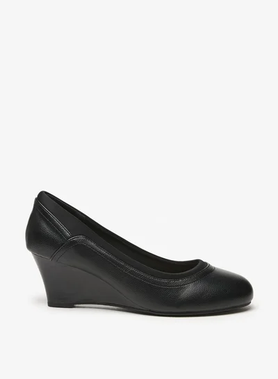 لو كونفورت Women's Textured Slip-On Ballerina Shoes with Wedge Heels