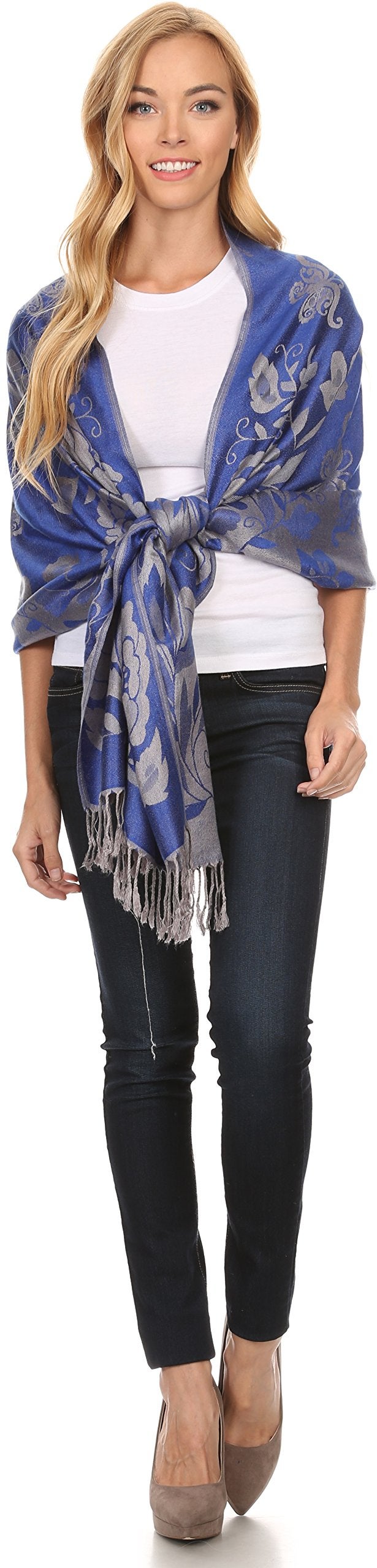Sakkas CHS158 - Tawny Reversible Butterfly Pashmina/Shawl/Wrap/Stole - Royal Blue - OS - Image 5
