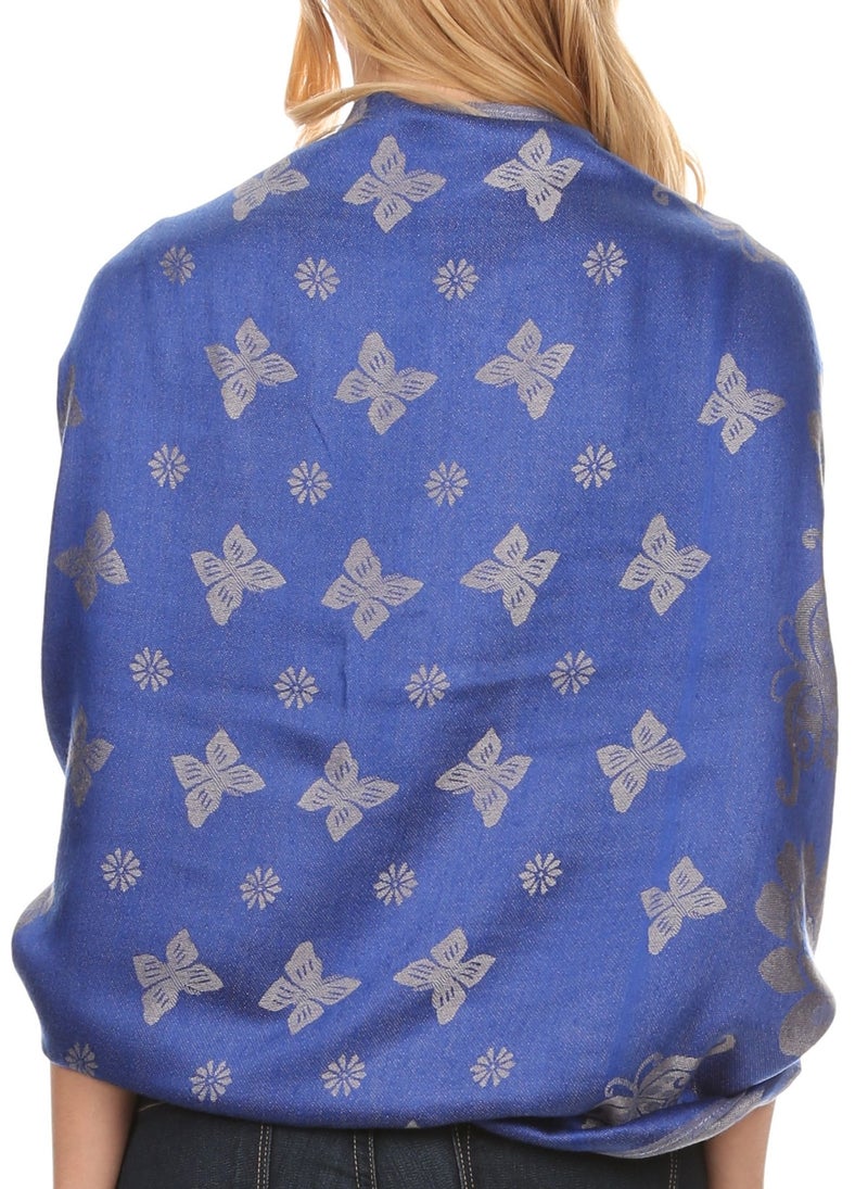 Sakkas CHS158 - Tawny Reversible Butterfly Pashmina/Shawl/Wrap/Stole - Royal Blue - OS - Image 2