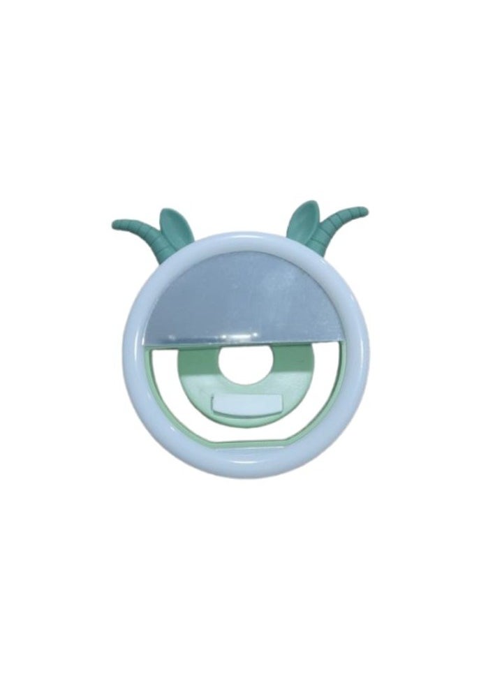 Generic 3 Modes Round Small Selfie Ring Light With Buckle 9 CM - Green  - Image 1