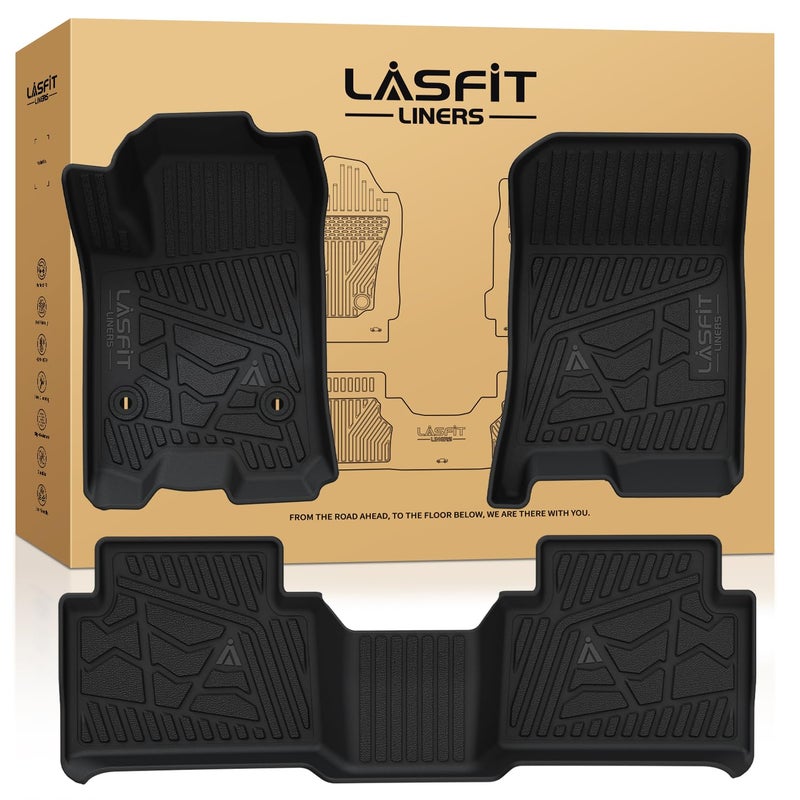 LASFIT Floor Mats for Chevrolet Chevy Colorado/GMC Canyon Crew Cab 2023 2024 2025 2026 (Fit Carpet Floor), All Weather TPE Custom Fit Floor Mats for Cars, 1st and 2nd Row Car Floor Mats Full Set - Image 1