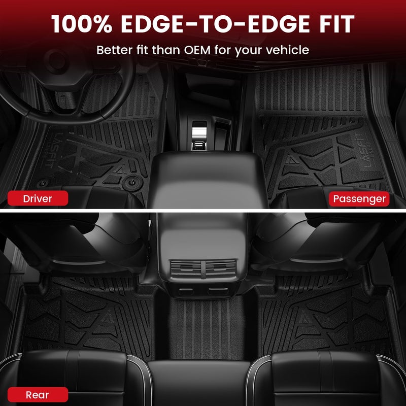 LASFIT Floor Mats for Chevrolet Chevy Colorado/GMC Canyon Crew Cab 2023 2024 2025 2026 (Fit Carpet Floor), All Weather TPE Custom Fit Floor Mats for Cars, 1st and 2nd Row Car Floor Mats Full Set - Image 2