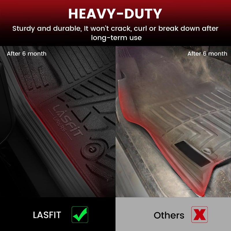 LASFIT Floor Mats for Chevrolet Chevy Colorado/GMC Canyon Crew Cab 2023 2024 2025 2026 (Fit Carpet Floor), All Weather TPE Custom Fit Floor Mats for Cars, 1st and 2nd Row Car Floor Mats Full Set - Image 4