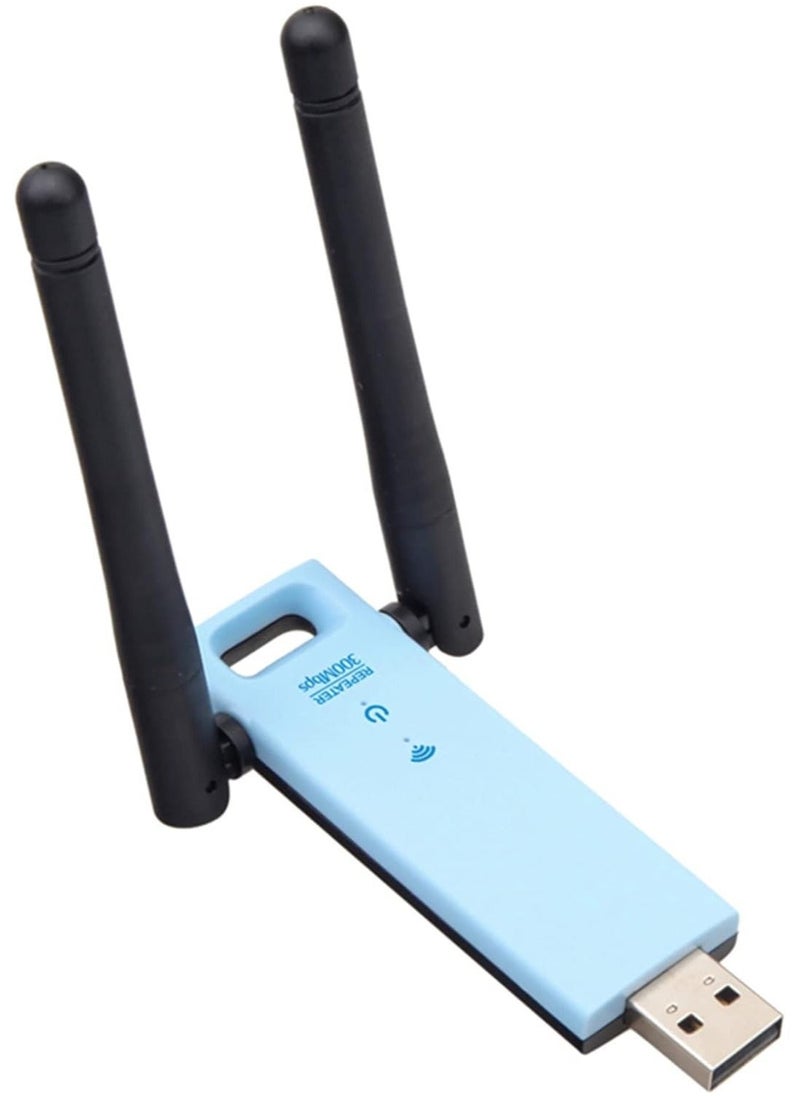 Generic WD-R603U 300Mbps Wireless Range Extender USB WiFi Repeater Signal Booster Amplifier Dual Antennas Blue/Black  - Image 1