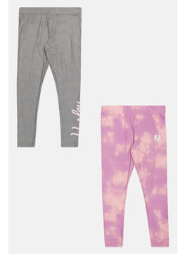 Hurley Kids Girl 2 Pieces Pull On Brand Logo Training Leggings, Grey  - Image 1