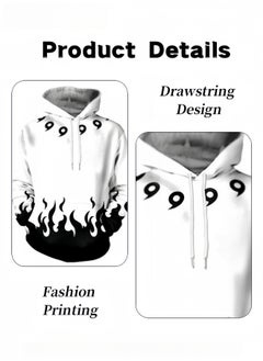HALAMODO Unisex Hoodie with Pop Anime Theme Long-Sleeved Printed Tops Casual Sweatshirts Soft Sportswear Fashion Youth Pullovers with Drawstrings and Large Pockets for Daily Wear  - Image 4