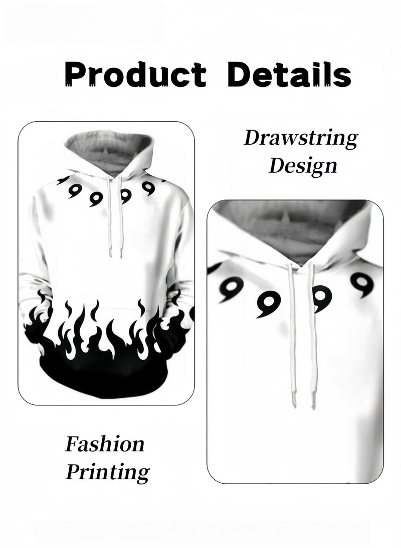 HALAMODO Unisex Hoodie with Pop Anime Theme Long-Sleeved Printed Tops Casual Sweatshirts Soft Sportswear Fashion Youth Pullovers with Drawstrings and Large Pockets for Daily Wear  - Image 4