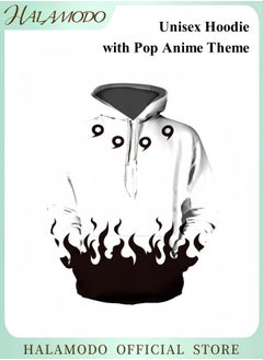 HALAMODO Unisex Hoodie with Pop Anime Theme Long-Sleeved Printed Tops Casual Sweatshirts Soft Sportswear Fashion Youth Pullovers with Drawstrings and Large Pockets for Daily Wear  - Image 1