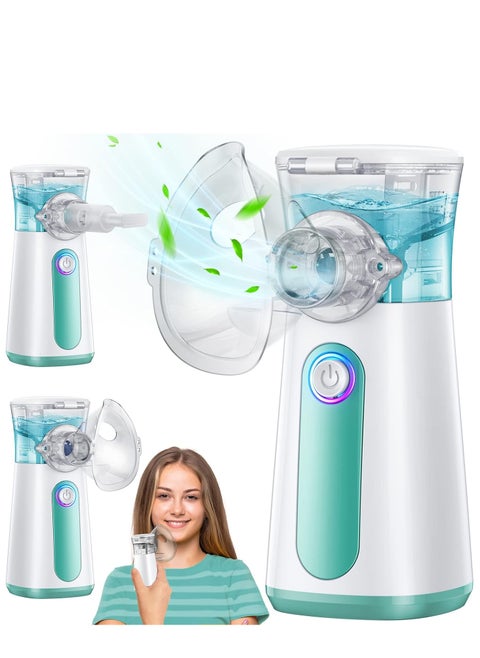 Portable Nebulizer Machine for Adults Kids, USB-C Rechargeable Handheld Nebulizer for Breathing Treatment, 2 Adjustable Modes, Efficiency&Quiet, 3 Masks, Travel and Home Use