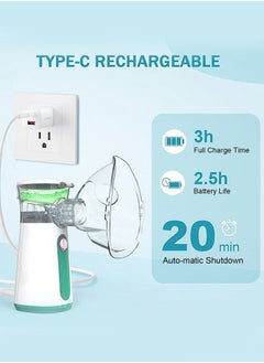 Generic Portable Nebulizer Machine for Adults Kids, USB-C Rechargeable Handheld Nebulizer for Breathing Treatment, 2 Adjustable Modes, Efficiency&Quiet, 3 Masks, Travel and Home Use  - Image 4