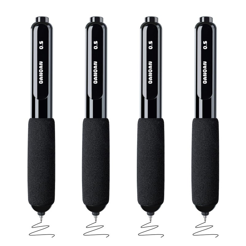 BAYTORY 4Pcs Small Retractable Gel Pens, Quick Dry Black Ink 0.5mm Fine Point Pen, Comfortable Grip Smooth Writing for Journaling, School Office Supplies (Black) - Image 1