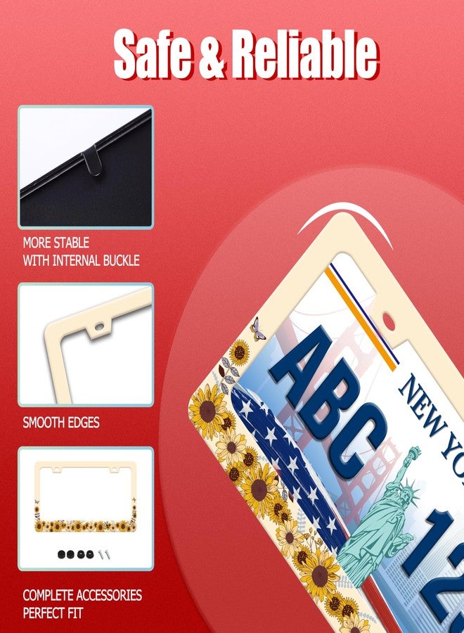 UNINDREM Vintage Sunflower Pattern License Plate Frame Funny Stainless Steel Sunflower Floral License Plate Frames Rust-Proof Auto Parts Decoration with Screws License Plate Holder for Men Women Youth 12x6 in - Image 5