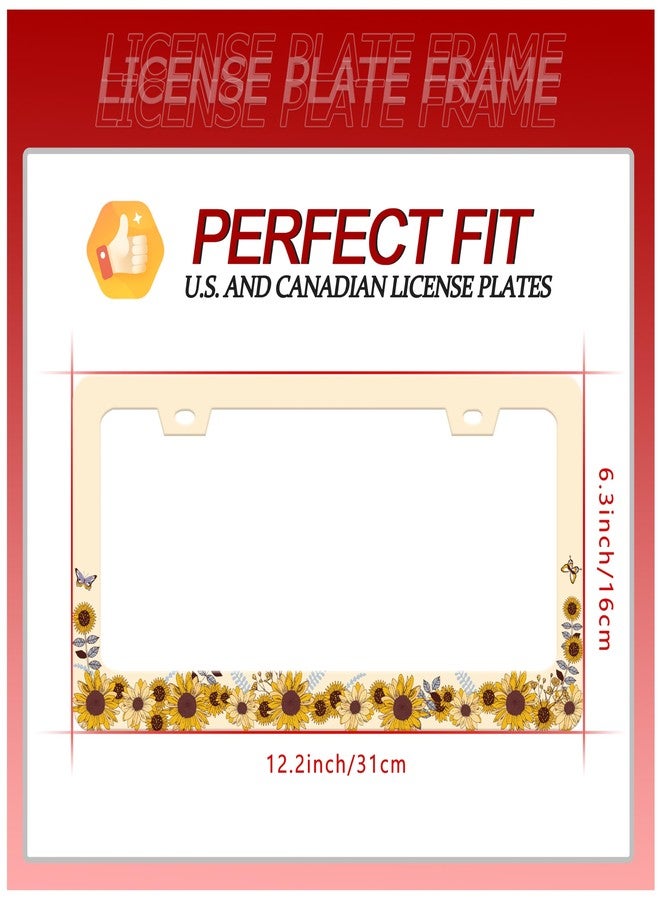 UNINDREM Vintage Sunflower Pattern License Plate Frame Funny Stainless Steel Sunflower Floral License Plate Frames Rust-Proof Auto Parts Decoration with Screws License Plate Holder for Men Women Youth 12x6 in - Image 3