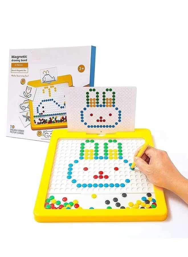 WALALLA Magnetic drawing board, large doodle board with magnetic pen and beads, magnetic dot art, Montessori educational preschool toy - Image 1