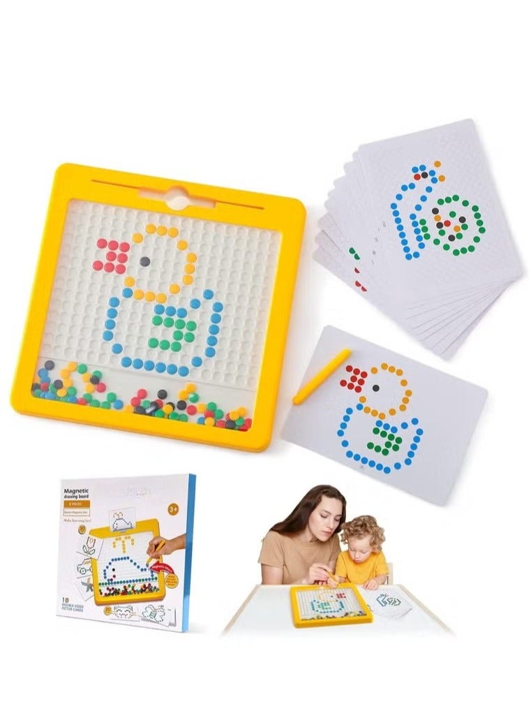 WALALLA Magnetic drawing board, large doodle board with magnetic pen and beads, magnetic dot art, Montessori educational preschool toy - Image 4