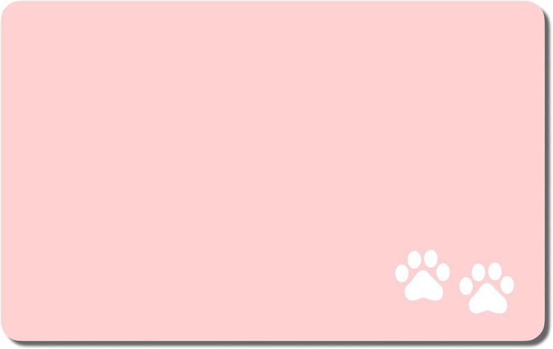 Rnivvi Dog Food Mat, 12" x 19" Footprint Absorbent Dog Cat Bowl Mat for Food and Water, Cute Anti-Slip Rubber Pet Feeding Rug Protect Floors, Puppy Placemat for Feeding & Watering Supplies, Pink - Image 1