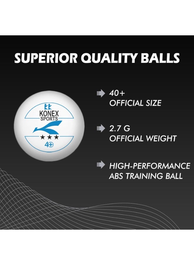 KONEX 40+ Plastic Table Tennis Balls Pack of 6 | High Performance 3-Star ABS TT Balls for Professional Matches and Training | Ideal for Adults & Kids (White) - Image 3