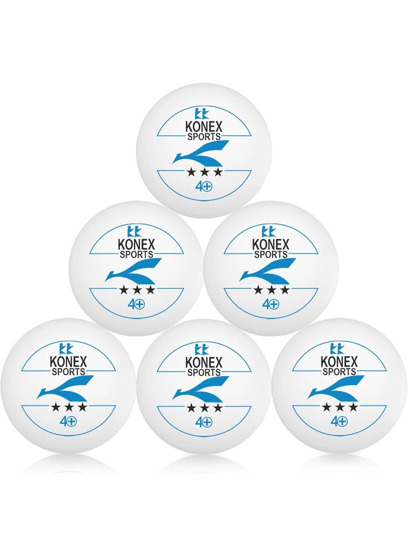 KONEX 40+ Plastic Table Tennis Balls Pack of 6 | High Performance 3-Star ABS TT Balls for Professional Matches and Training | Ideal for Adults & Kids (White) - Image 2
