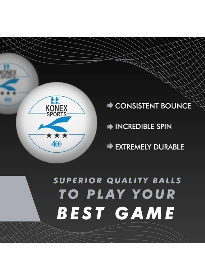 KONEX 40+ Plastic Table Tennis Balls Pack of 6 | High Performance 3-Star ABS TT Balls for Professional Matches and Training | Ideal for Adults & Kids (White) - Image 4