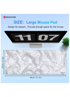 excovip Large Gaming Mouse Pad XL,Anti-Skid White Mousepad Large Keyboard Mouse Pad Desk Mat with Stitched Edges (800x300mm, White) 0154  - Image 4