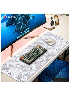 excovip Large Gaming Mouse Pad XL,Anti-Skid White Mousepad Large Keyboard Mouse Pad Desk Mat with Stitched Edges (800x300mm, White) 0154  - Image 5