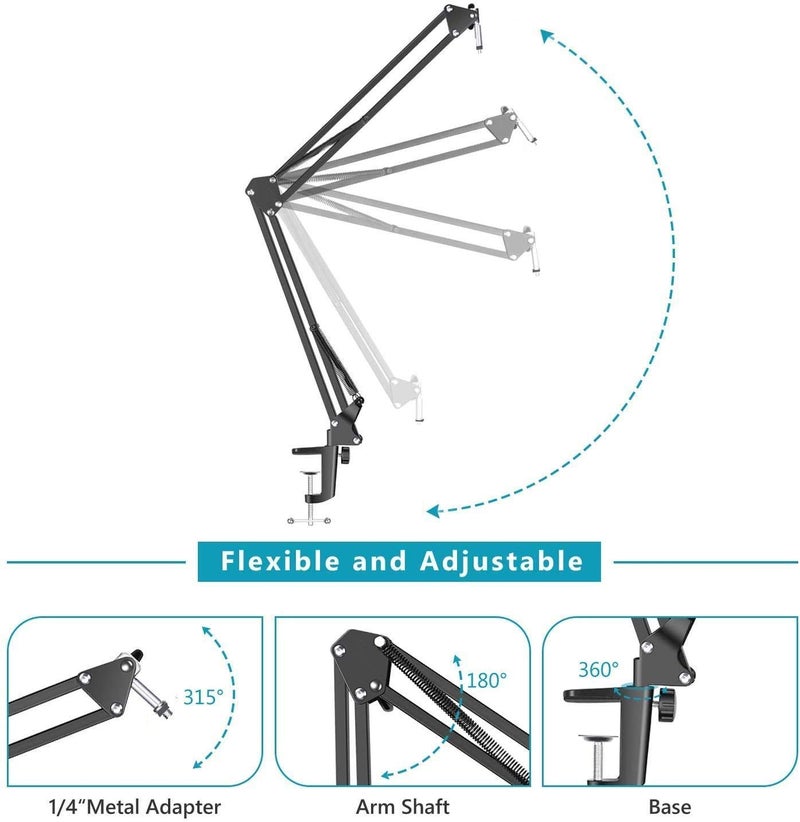 MILLETS Webcam Stand,Webcam Clamp Mount Suspension Scissor Tripod Mobile Stand Holder Camera arm & Other Devices with 1/4" Thread - Image 2