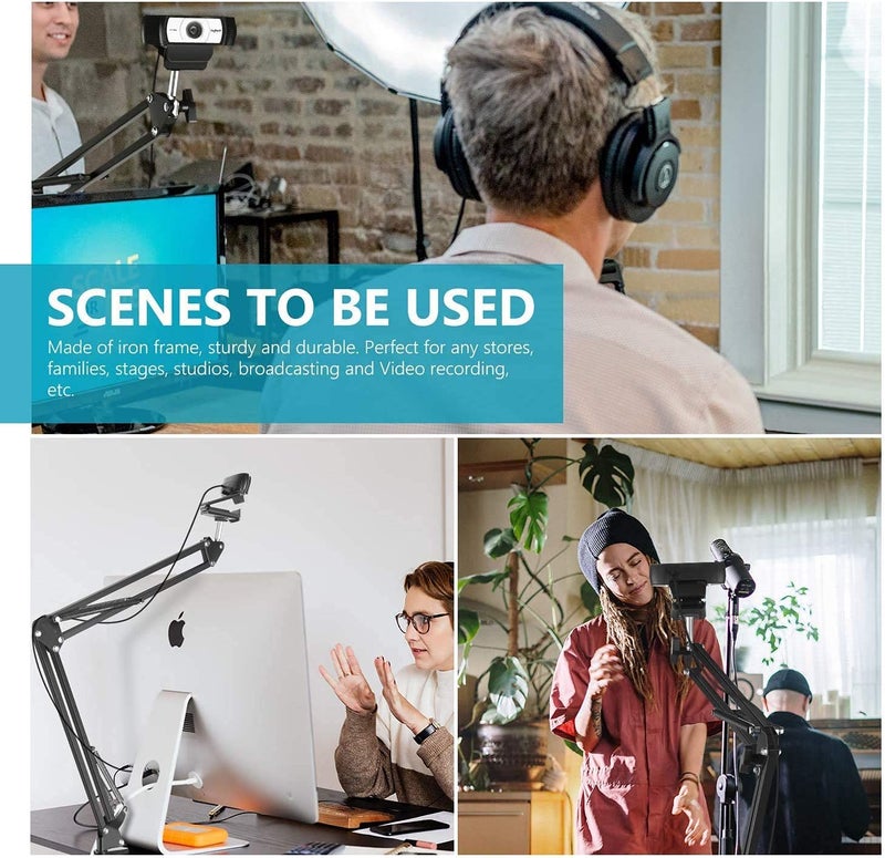 MILLETS Webcam Stand,Webcam Clamp Mount Suspension Scissor Tripod Mobile Stand Holder Camera arm & Other Devices with 1/4" Thread - Image 5