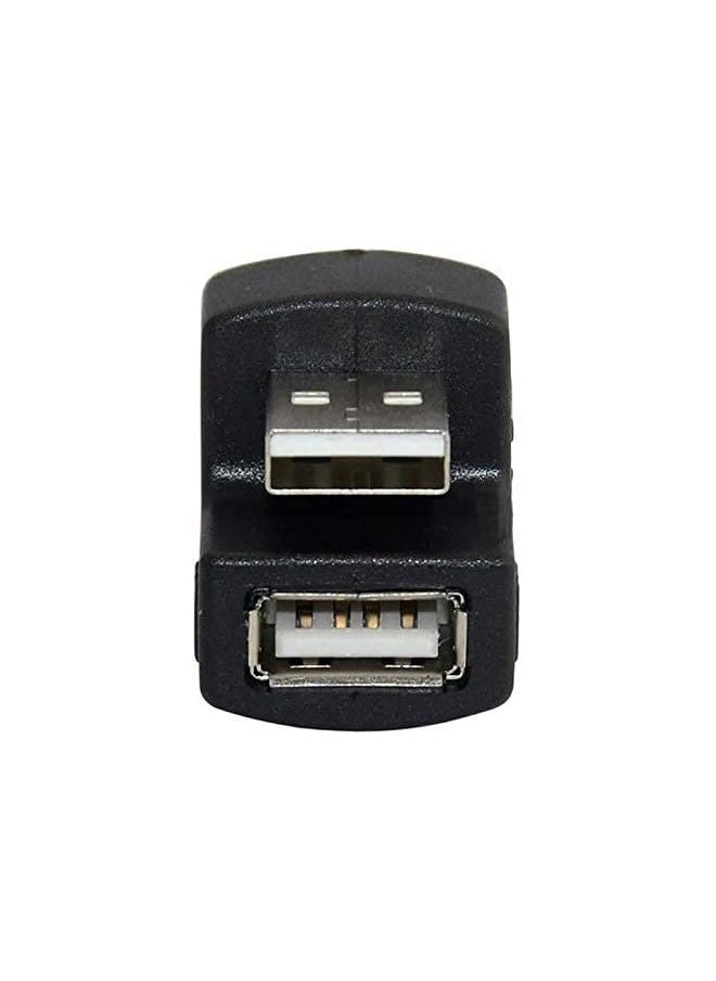 Chenyang - Right Angled Usb 2.0 Adapter A Male To Female Extension 90 180 Degree Black - Image 1