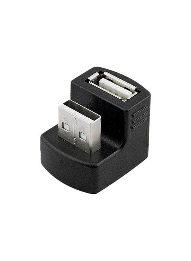Chenyang - Right Angled Usb 2.0 Adapter A Male To Female Extension 90 180 Degree Black - Image 1