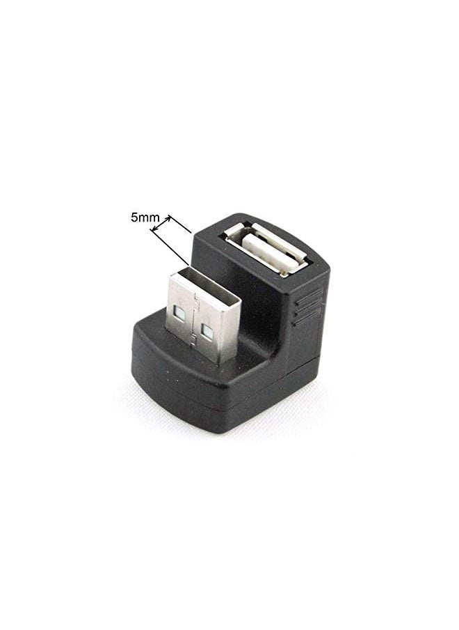 Chenyang - Right Angled Usb 2.0 Adapter A Male To Female Extension 90 180 Degree Black - Image 1