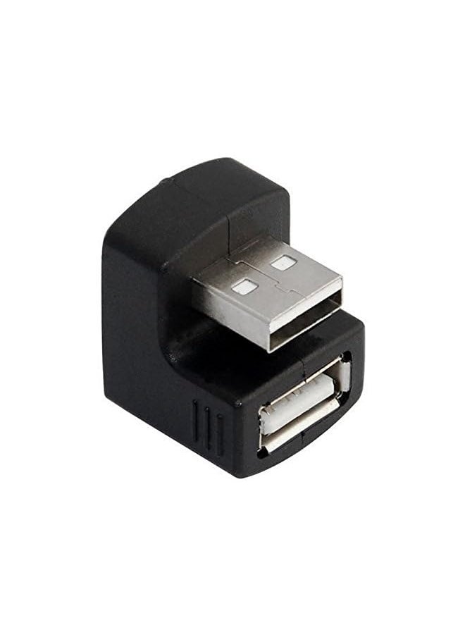 Chenyang - Right Angled Usb 2.0 Adapter A Male To Female Extension 90 180 Degree Black - Image 1
