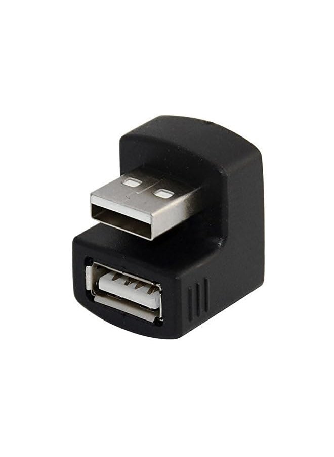 Chenyang - Right Angled Usb 2.0 Adapter A Male To Female Extension 90 180 Degree Black - Image 1