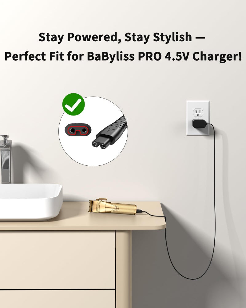 VHBW 4.5V Charger for BaByliss PRO FX870 FX825 Clipper Compatible with FX787 FX788 FX726 Trimmer - 6.5FT Extra Long Power Cord Replacement Part - Image 4