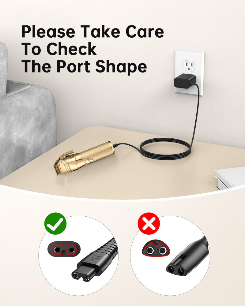 VHBW 4.5V Charger for BaByliss PRO FX870 FX825 Clipper Compatible with FX787 FX788 FX726 Trimmer - 6.5FT Extra Long Power Cord Replacement Part - Image 5